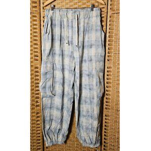 POL Plaid Cargo Joggers Lounge Pants Relaxed Fit L New